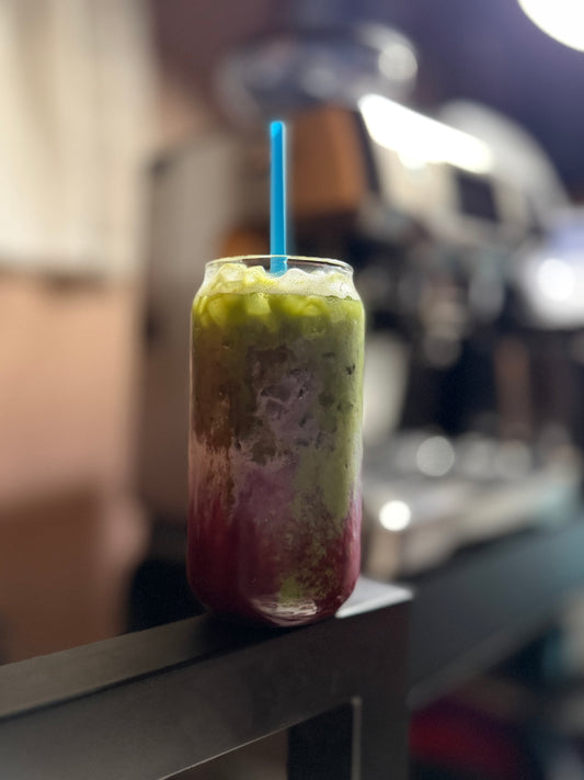 Blueberry Iced Matcha latte