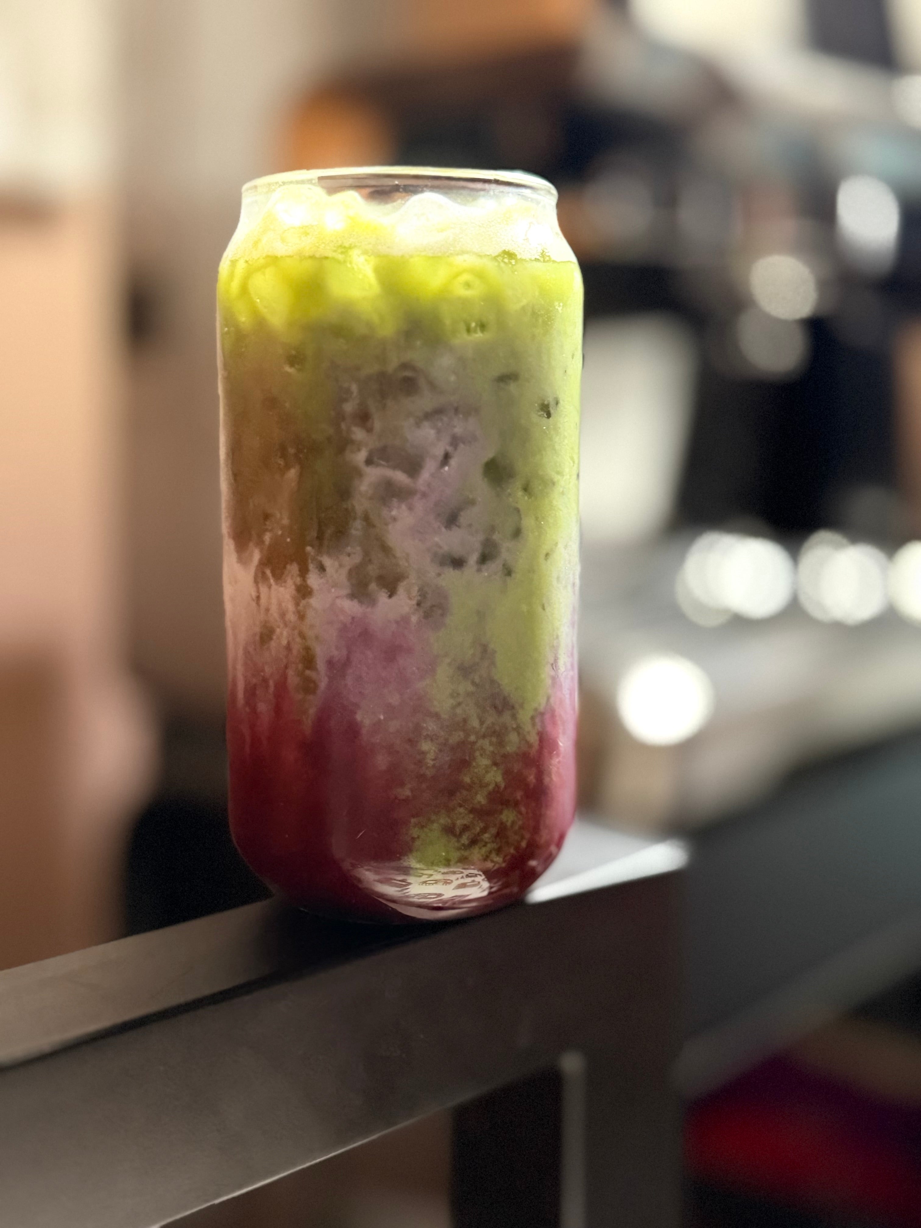 Blueberry Iced Matcha latte